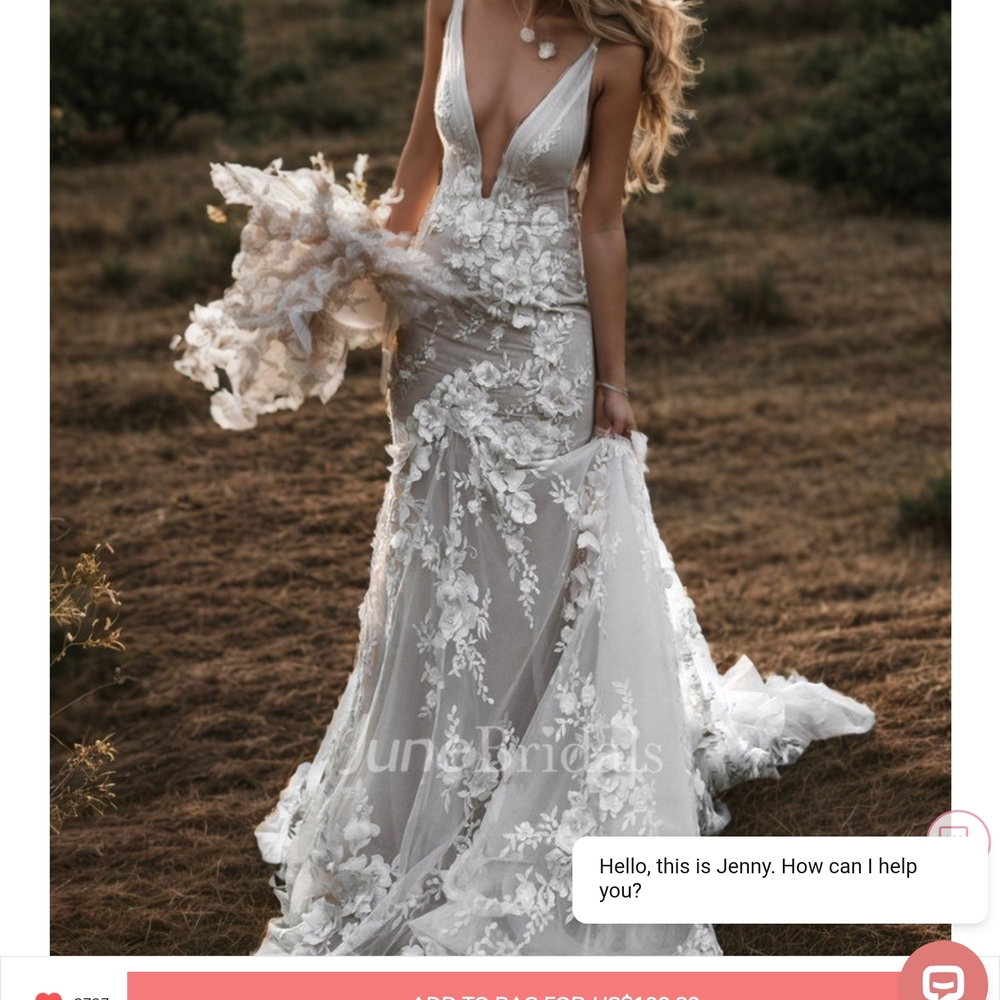Elegant White Lace Wedding Dress BOHO & MERMAID IN ONE.